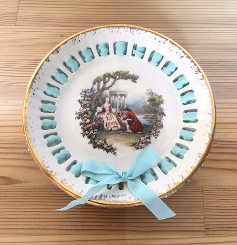 Vintage porcelain ribbon plate - vintage,